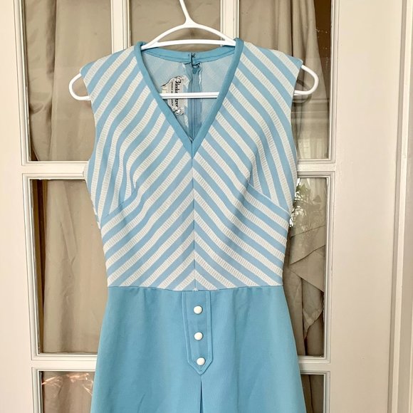 Authentic 1960s/1970s Blue Vintage Spring Dress - Picture 2 of 4